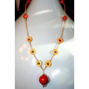 Hand made semi precious stones on a Gold filled necklace sponge coral beads